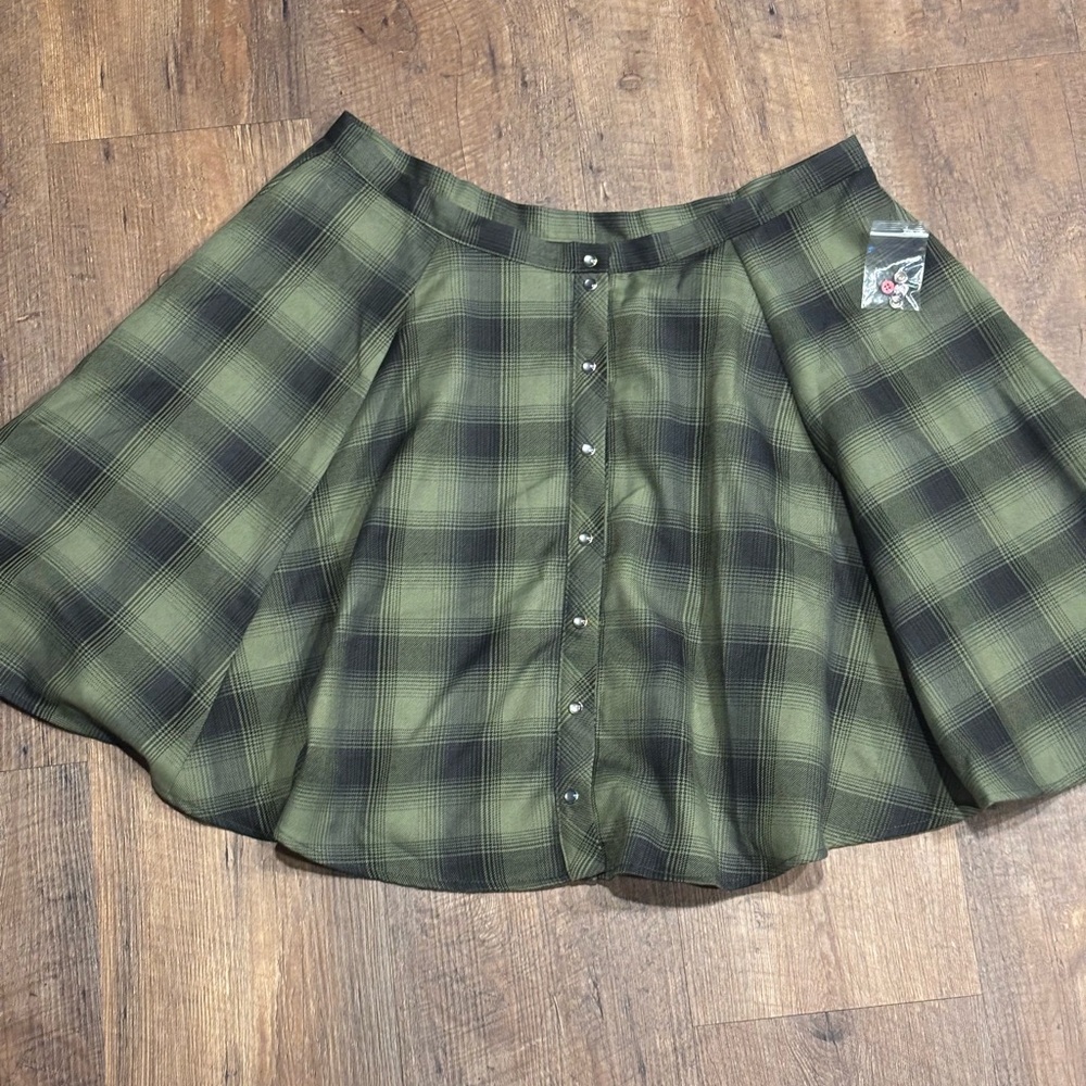 DIXXON Green and Black Plaid Mini Skirt